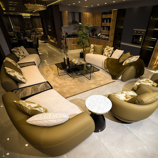 pending green and beige living room or salon