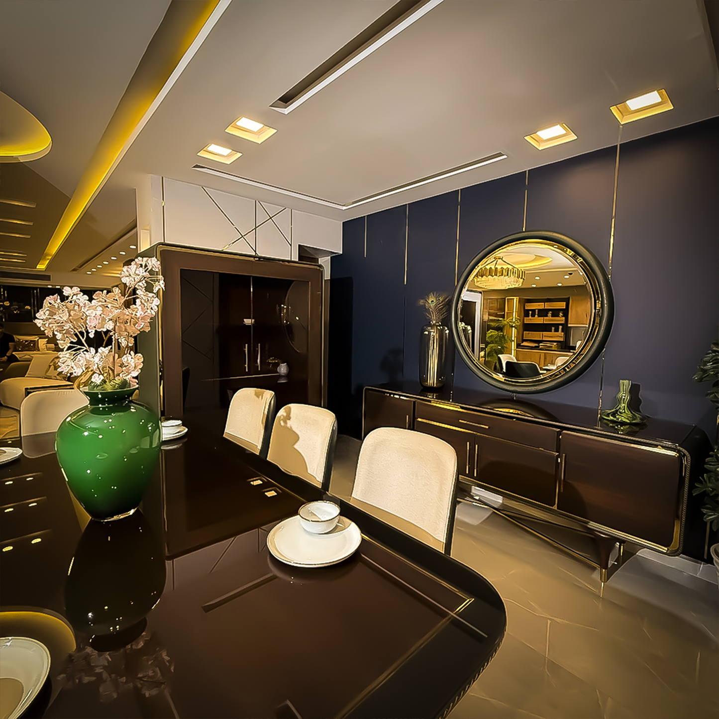 pending green and beige living room or salon